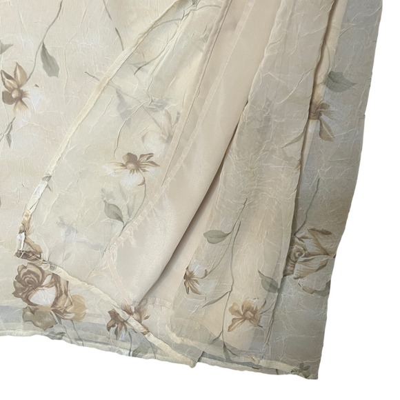 VTG N McNaughton XL Floral Print Maxi Skirt Beige Cottagecore Flowy Fairy Grunge - Picture 8 of 13